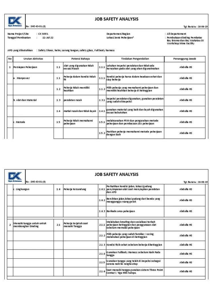 New Form JSA Pembongkaran Skat PDF