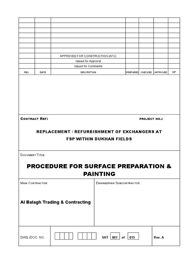 Procedure For Surface Preparation and Painting PDF Paint Abrasive
