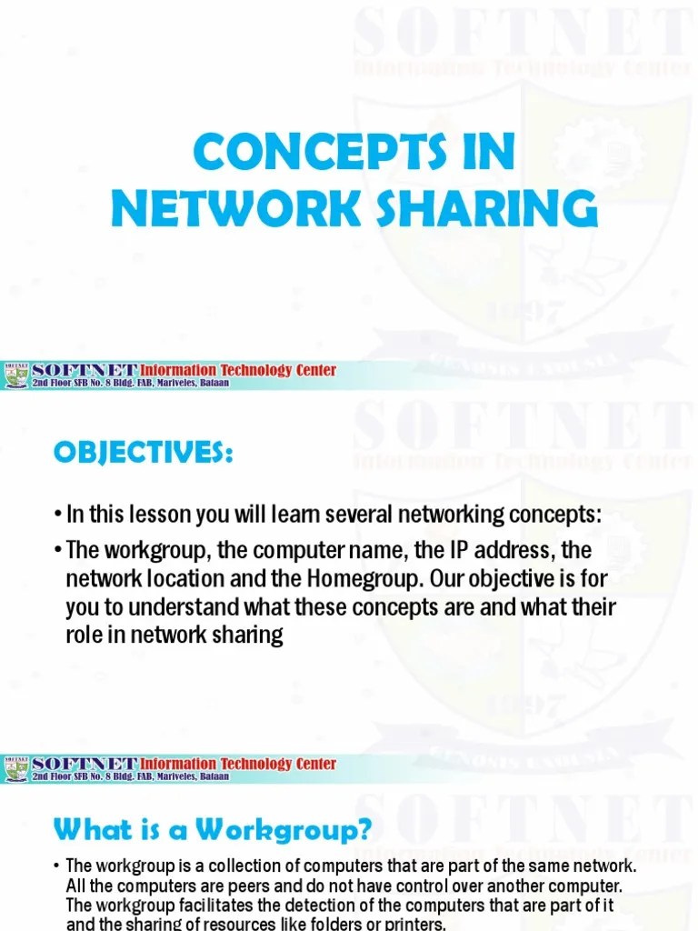 LESSON 5 Concepts in Network Sharing PDF Ip Address Computer