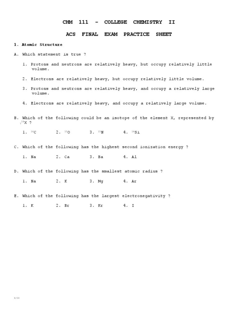 ACS Study Guide Chemistry Physical Chemistry