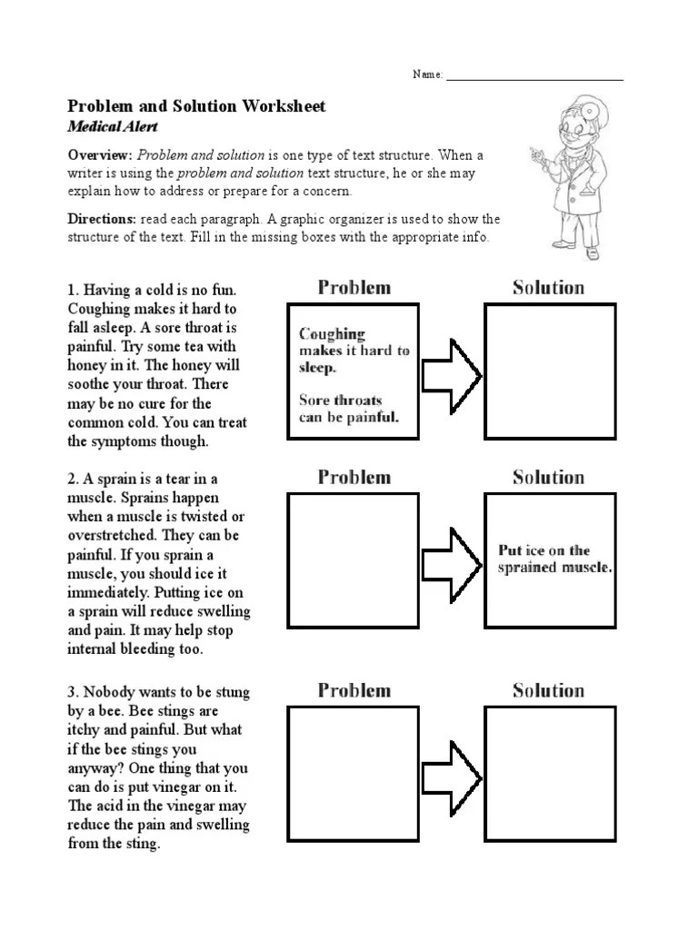 Problem and Solution Worksheet PDF