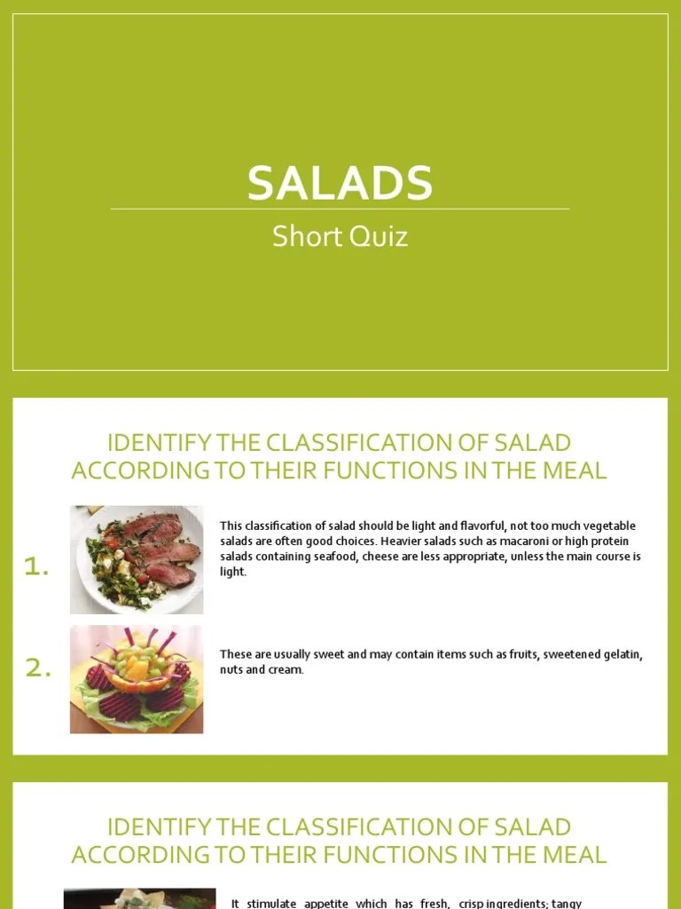 Salads Quiz PDF Salad Meal