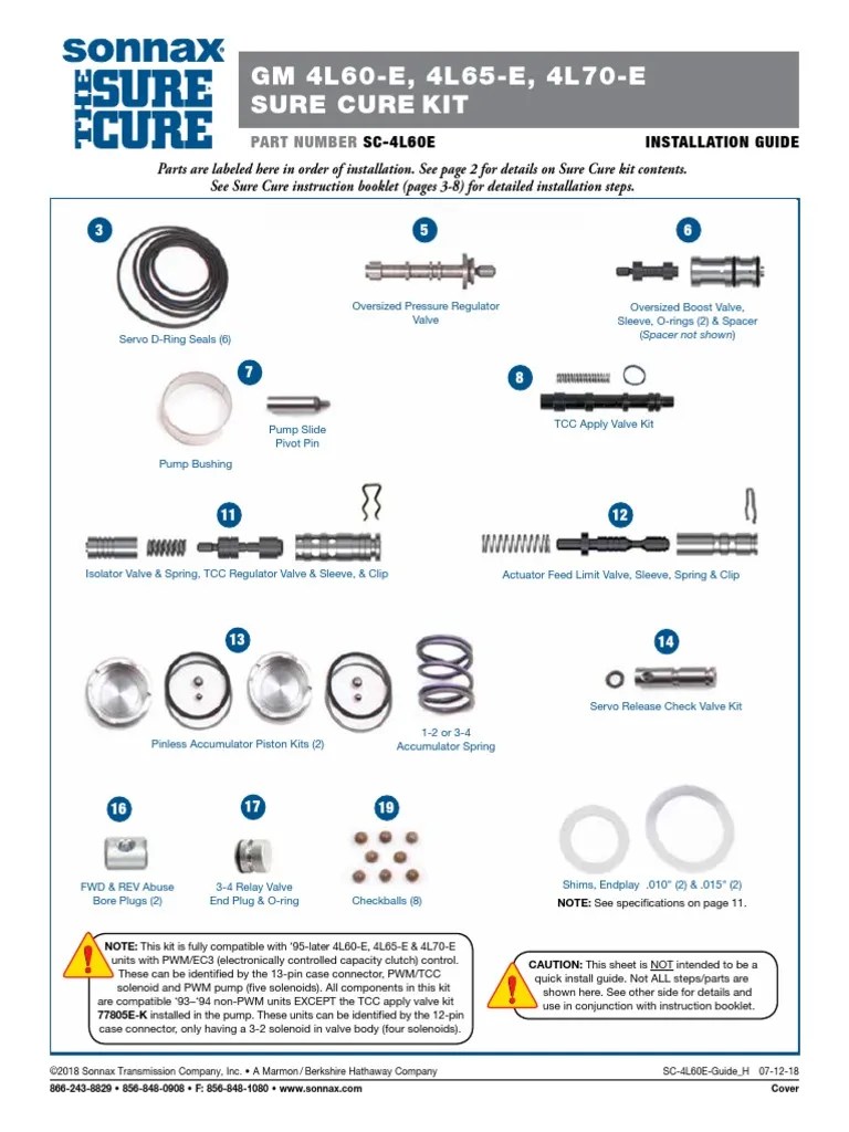 GM 4L60-E, 4L65-E, 4L70-E Sure Cure KIT: Installation Diagram | PDF