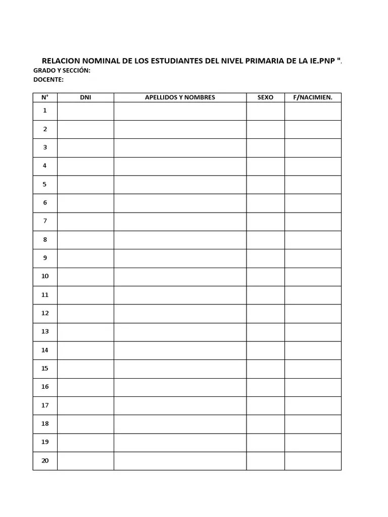 Formato Estadistico Primer Grado A PDF