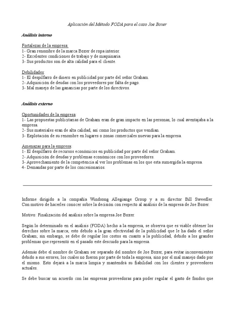 Caso Joe Boxer PDF Publicidad Análisis FODA