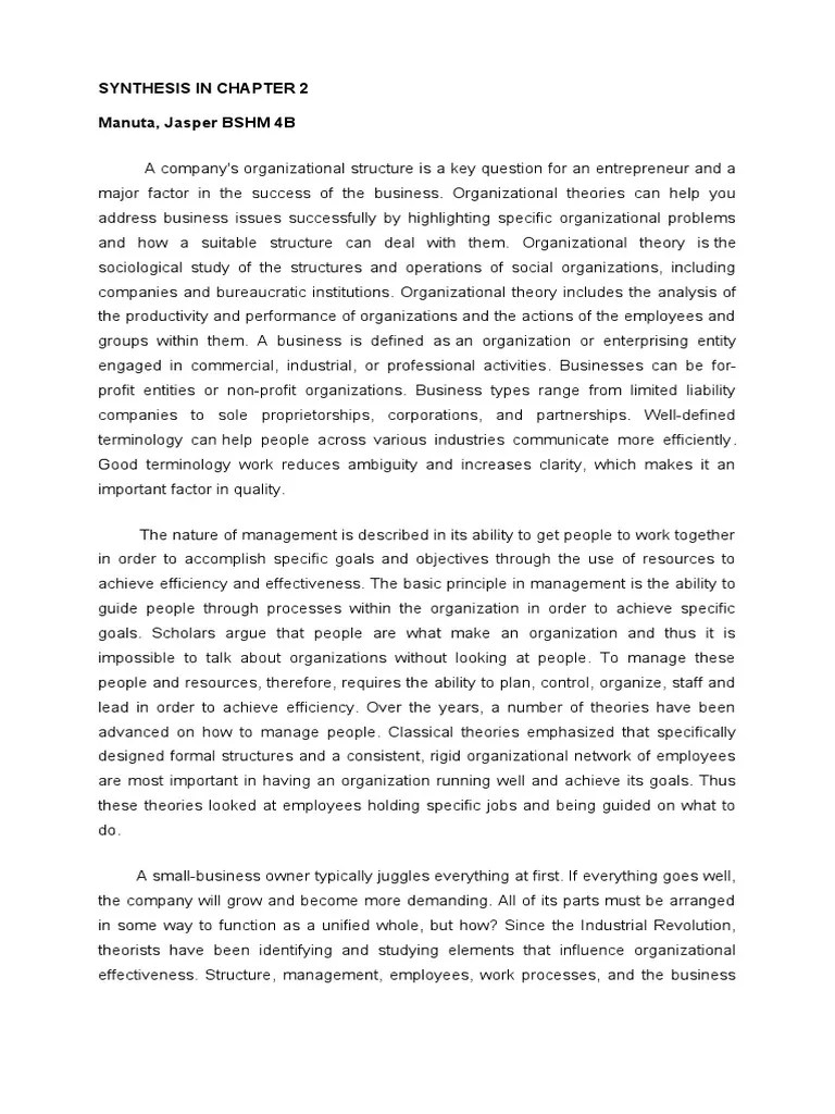 Chapter 2 Synthesis PDF Goal Employment