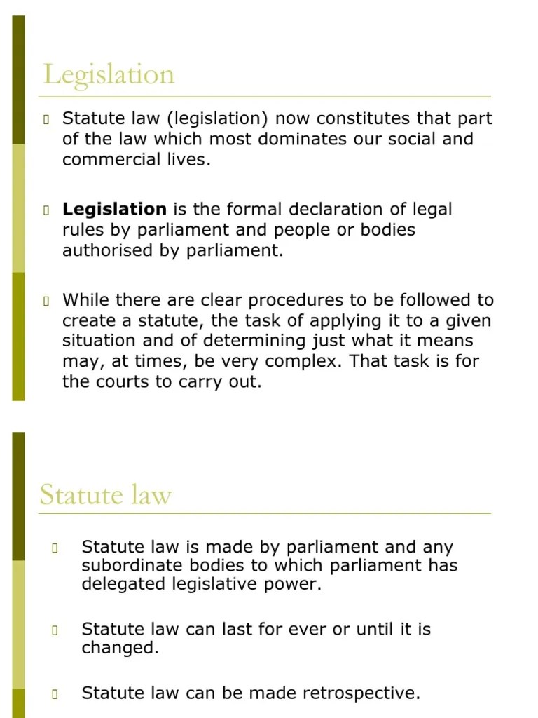 Topic A Lecture 7 Statute Law Without Cases PDF Statutory