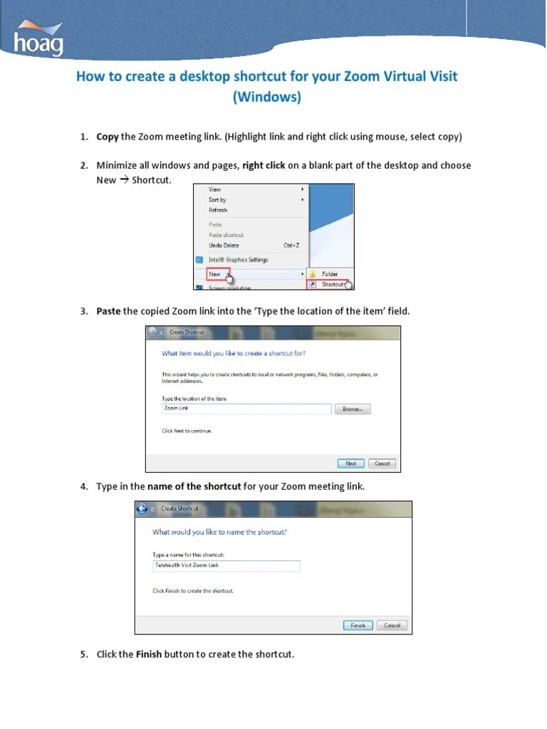 Zoom Telehealth How To Create A ZOOM Desktop Shortcut PDF