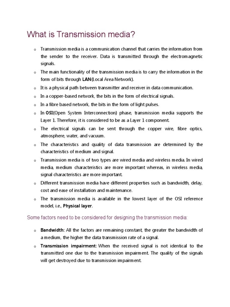 What Is Transmission Media PDF Transmission Medium Radio