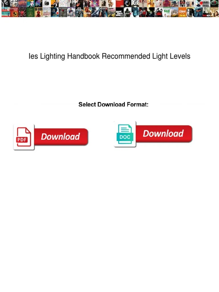 Ies Lighting Handbook Light Levels PDF Lighting