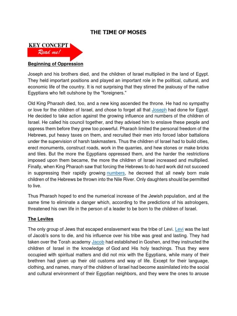 The Time of Moses PDF Israelites Moses