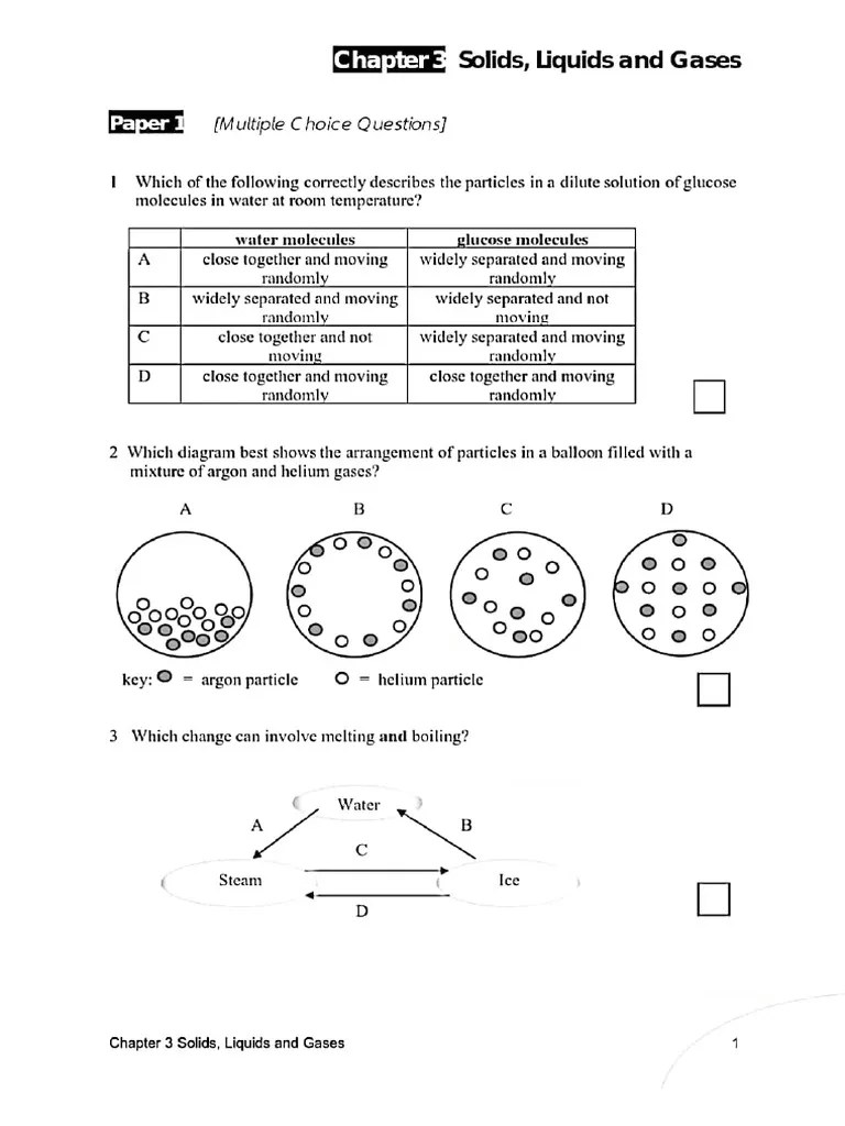 Solid, Liquid, Gas (IGCSE Extended Question) PDF