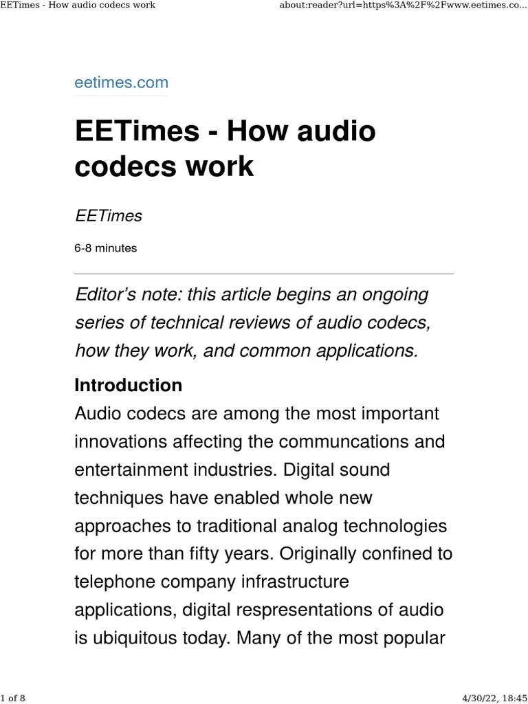 EETimes How Audio Codecs Work PDF Analog To Digital Converter