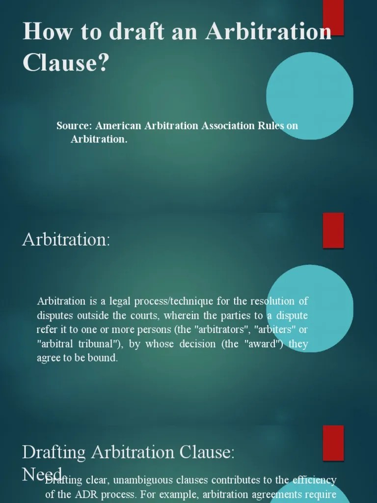 Drafting Arbitration Clause PDF Arbitration Mediation