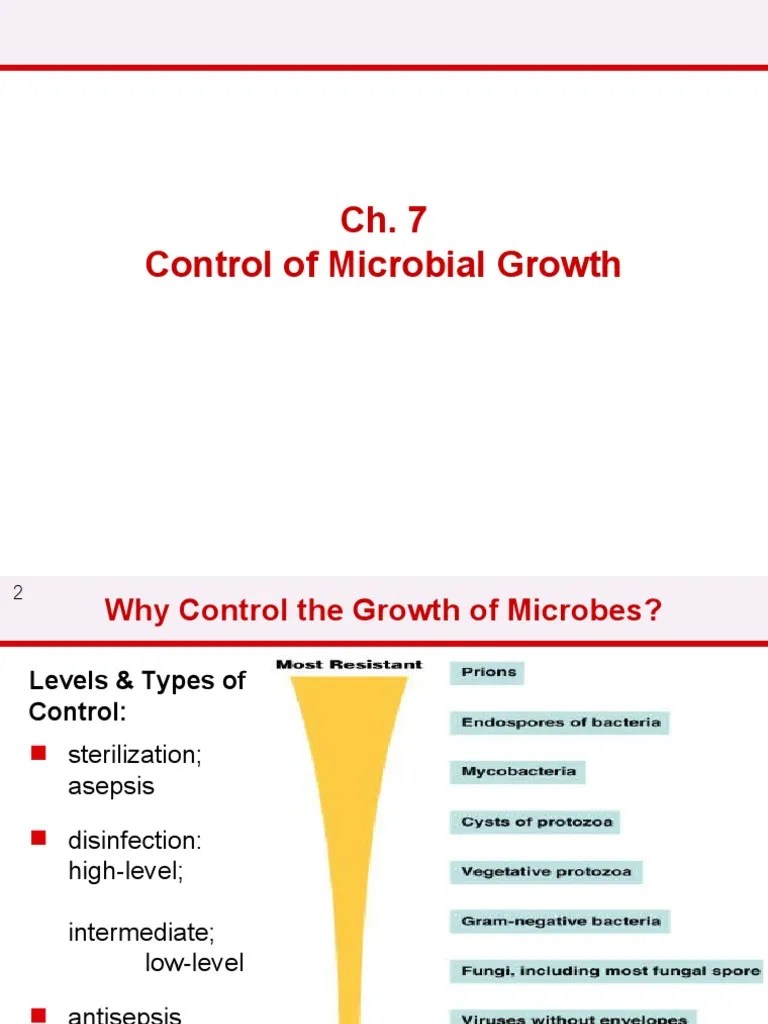 Ch. 7 Control of Microbial Growth PDF Sterilization (Microbiology