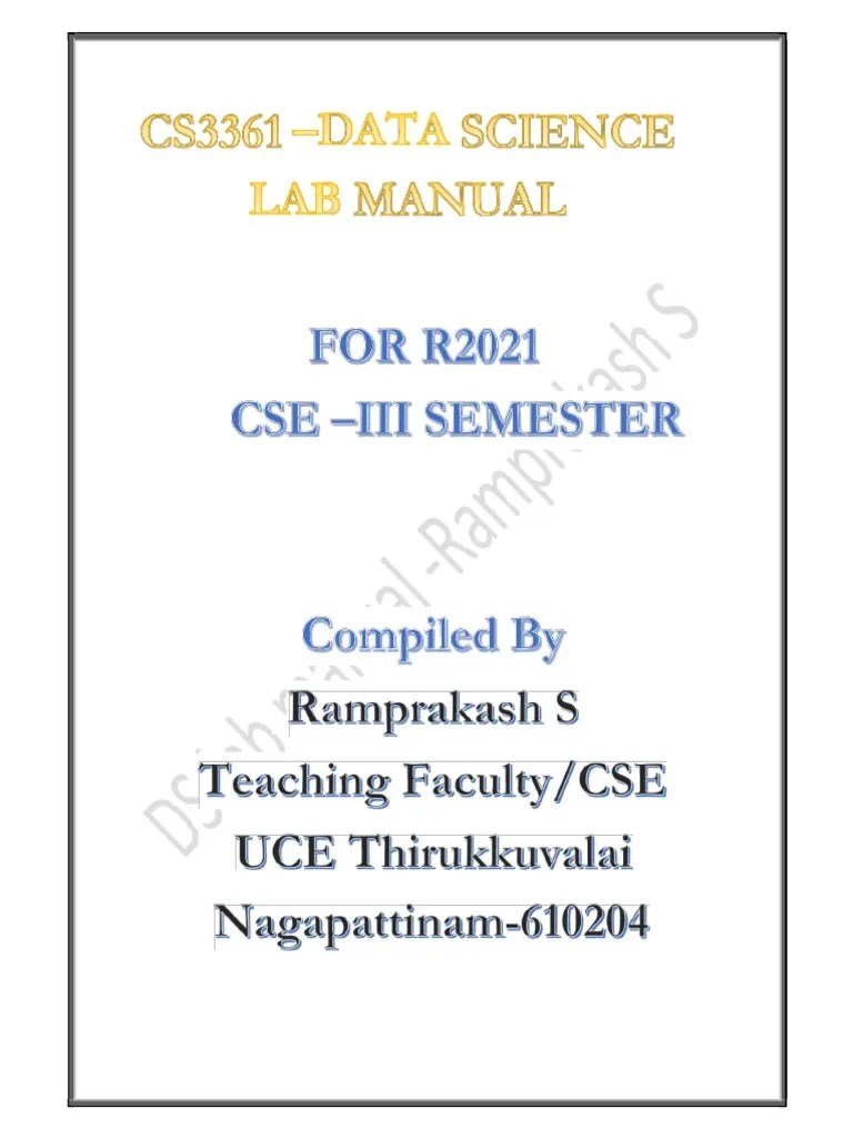 Data Science Lab Manual CS3361Ramprakash S PDF
