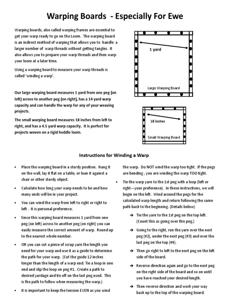 Warping Board Assembly & Winding Instructions PDF Weaving Loom