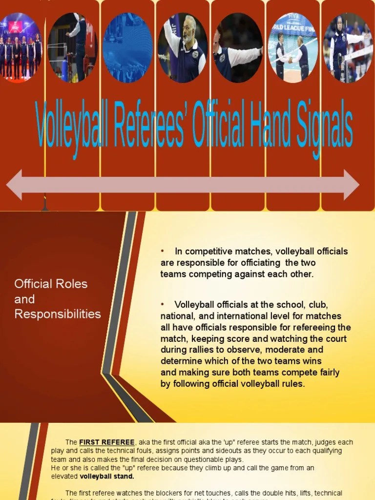 Session 9 Volleyball Officials Role, Hand Signals and Rules of The Game