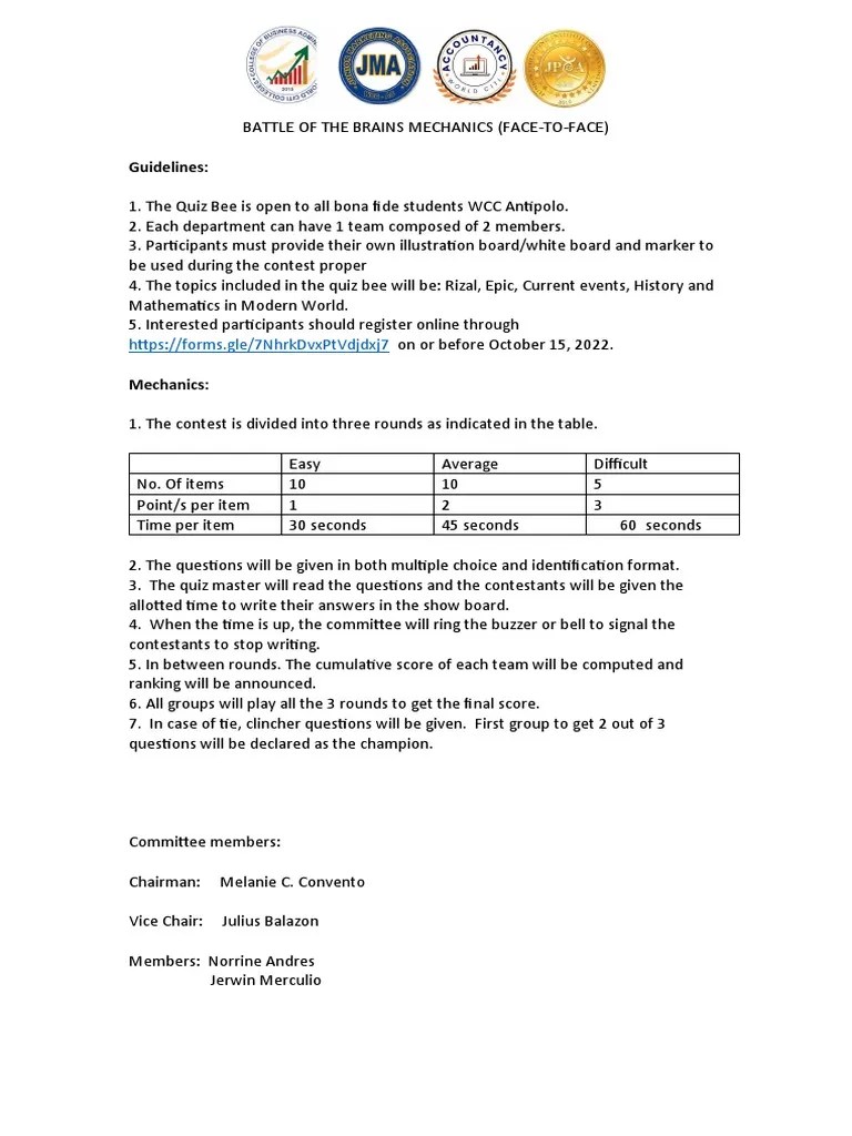 Battle of The Brains Mechanics | PDF