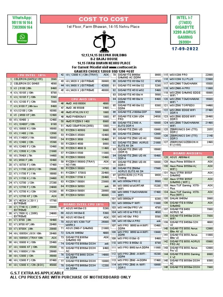 PC Components Pricelist PDF Office Equipment Computer Data Storage