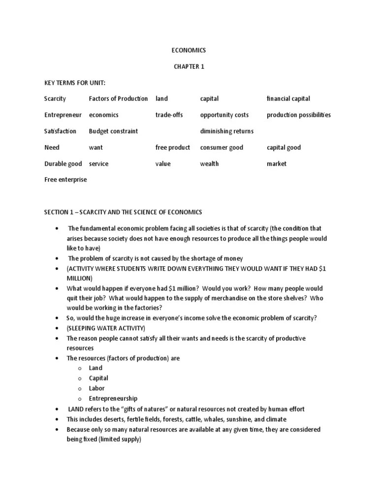 Economics Chapter 1 | PDF | Economics | Goods