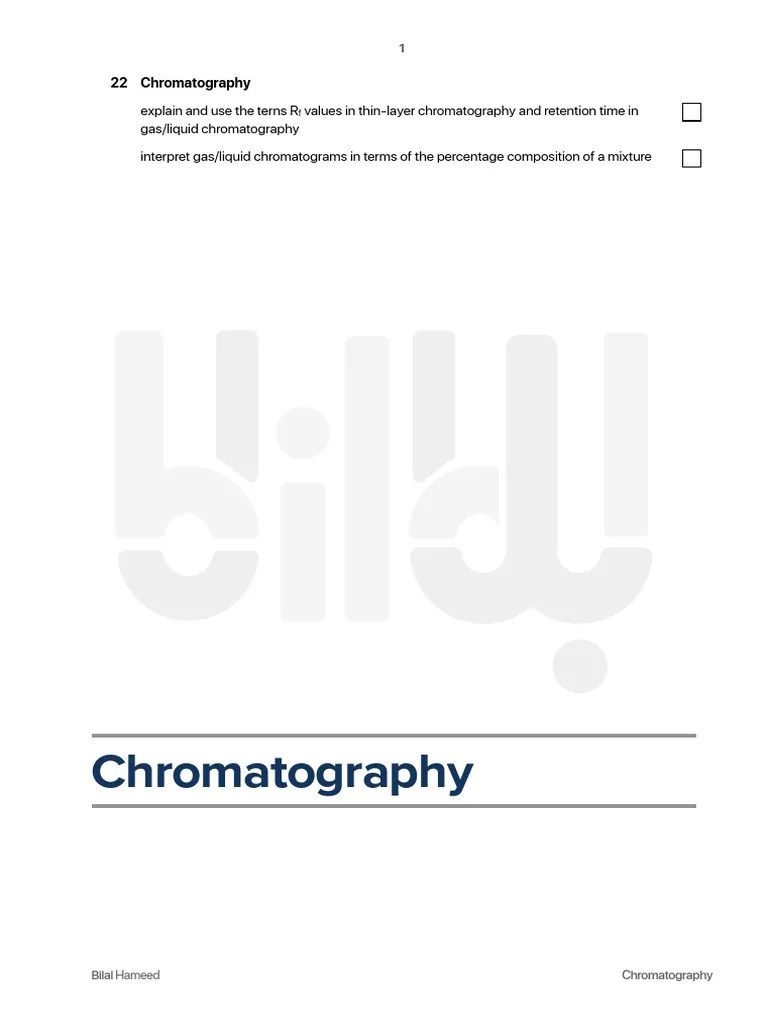 16 Chromatography Notes 2021 PDF Chromatography Thin Layer