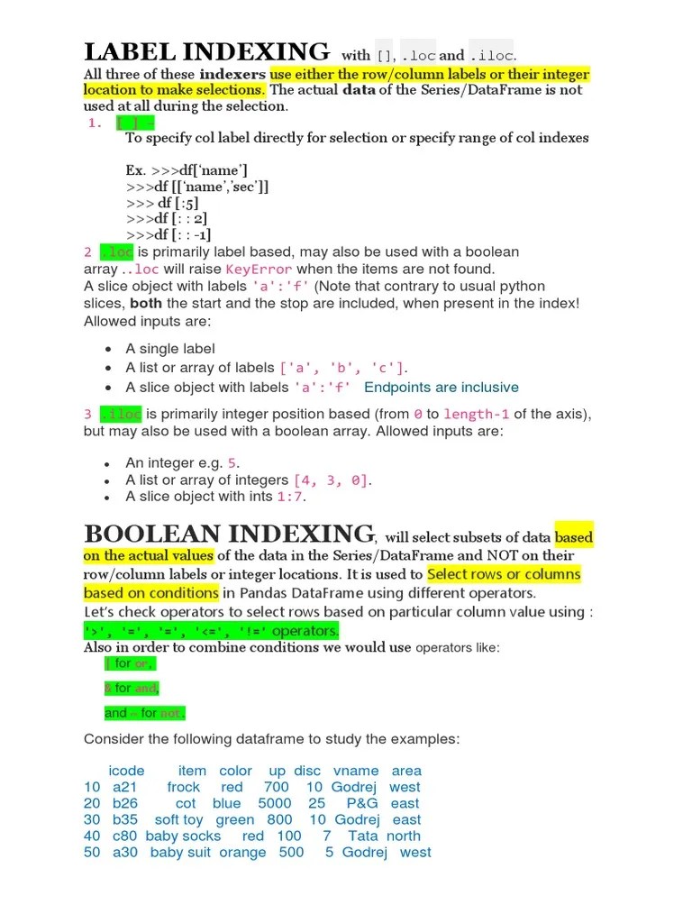 Indexing (Label and Boolean) PDF Array Data Type Boolean Data Type