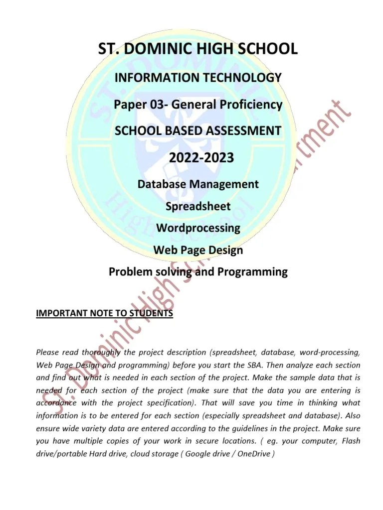NEW IT SBA PROJECT DESCRIPTION PDF Academic Degree & 