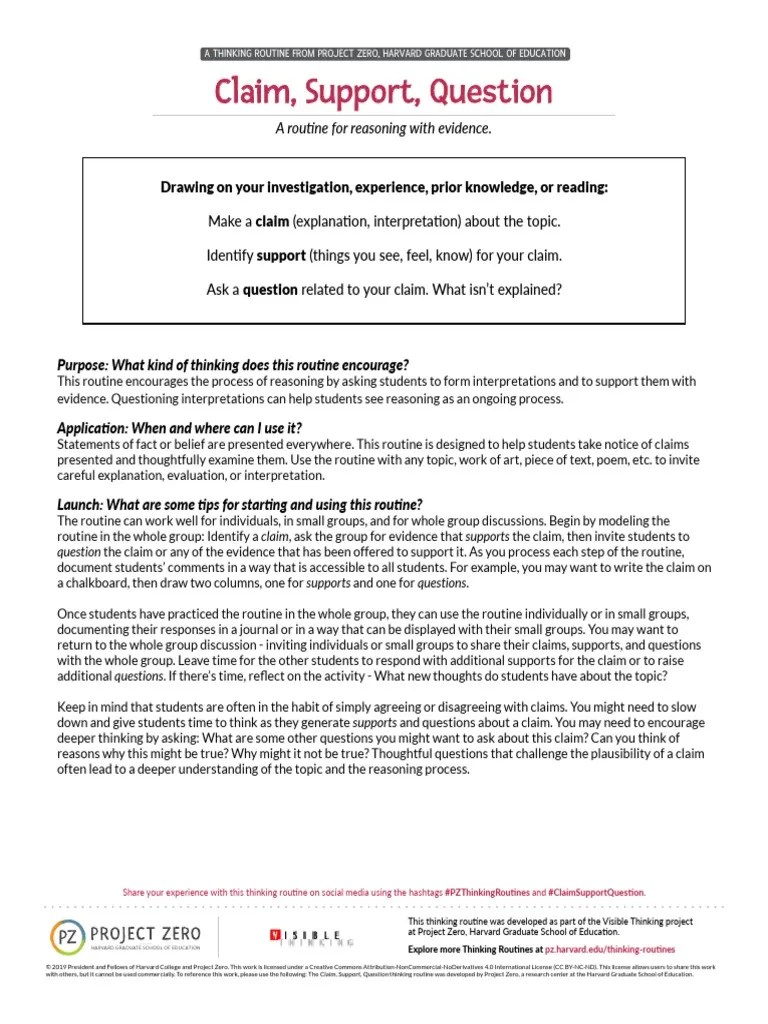 Claim Support Question 1 PDF Thought Reason