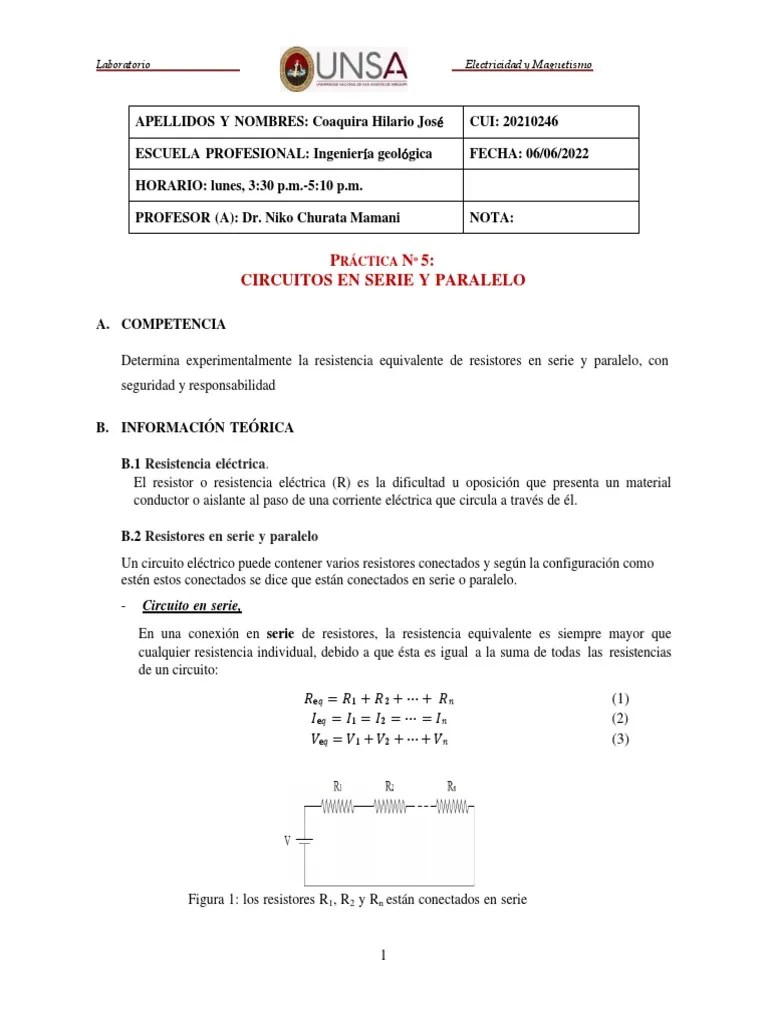 5 Circuitos en Serie y Paralelo - Actualizada | PDF | Resistencia