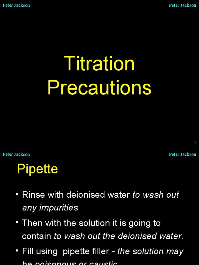 4.1 Titration Precautions PDF Titration Chemistry