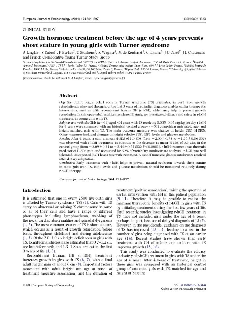 Turner Syndrome AppraisalProblem 1 PDF Insulin Like Growth Factor