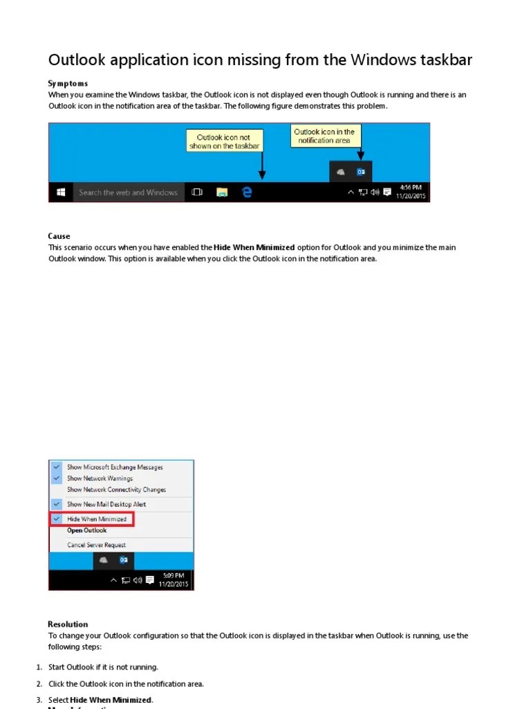 Outlook Application Icon Missing From The Windows Taskbar PDF