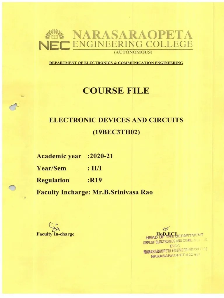 Course Material Electronic Devices and Circuits 1 PDF