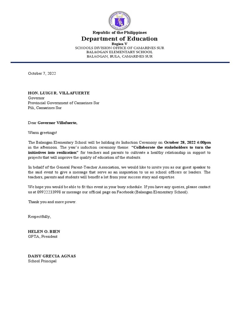 Induction Letter For Guest Speaker PDF