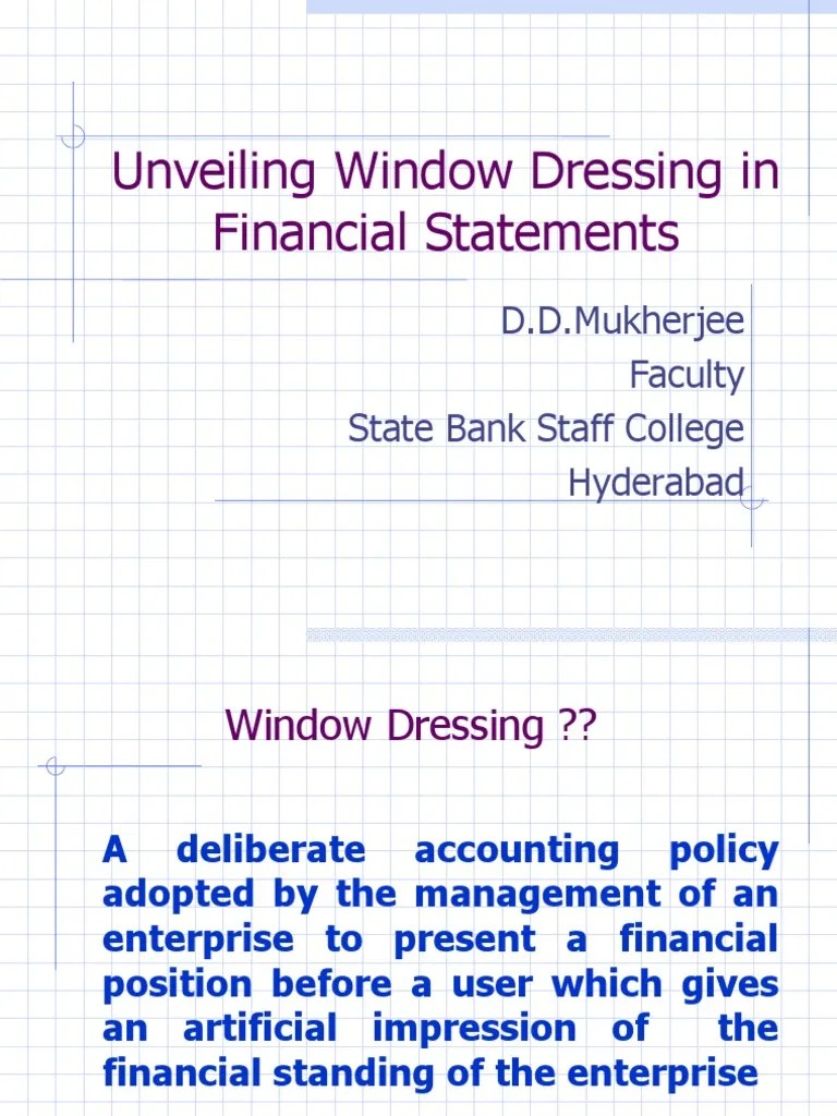 Unveiling Window Dressing in Financial Statements PDF Expense