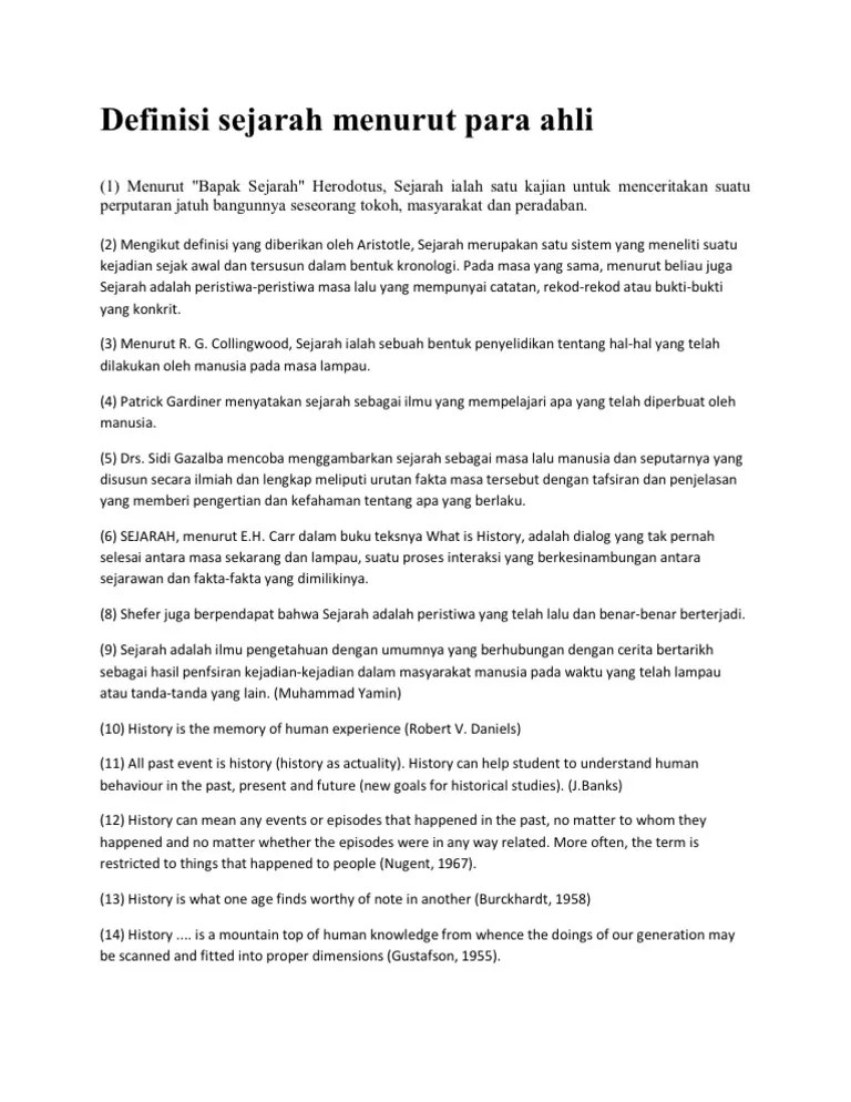 Definisi Sejarah Menurut para Ahli | PDF