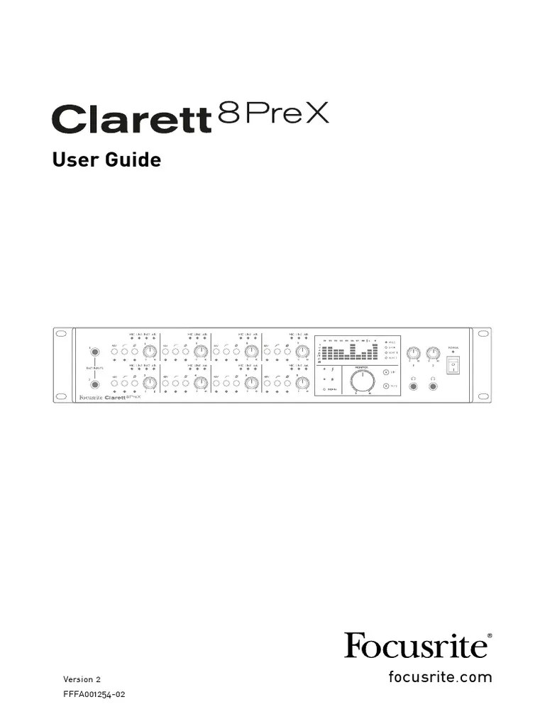 Clarett 8PreX User Guide v2 English - EN | PDF | Microphone | Electronics