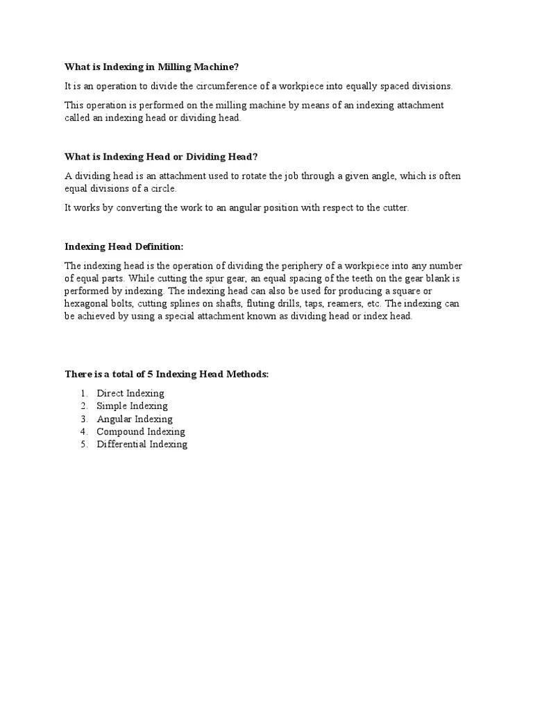 Indexing Head PDF Industrial Processes Mechanical Engineering