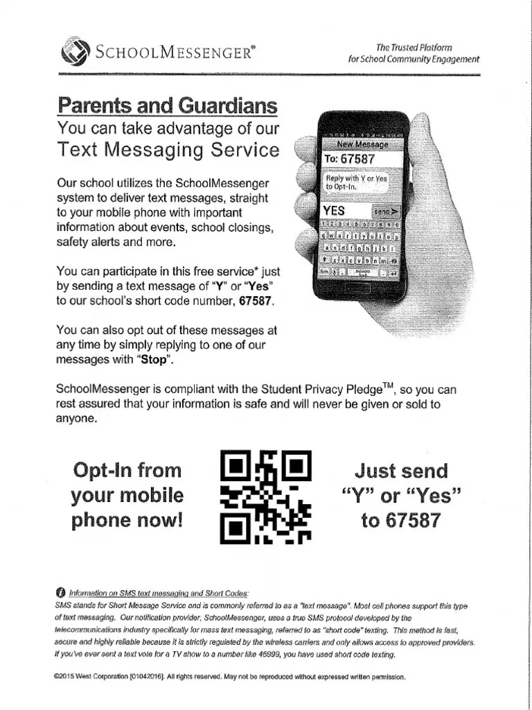 School Messenger Opt in Flyer PDF