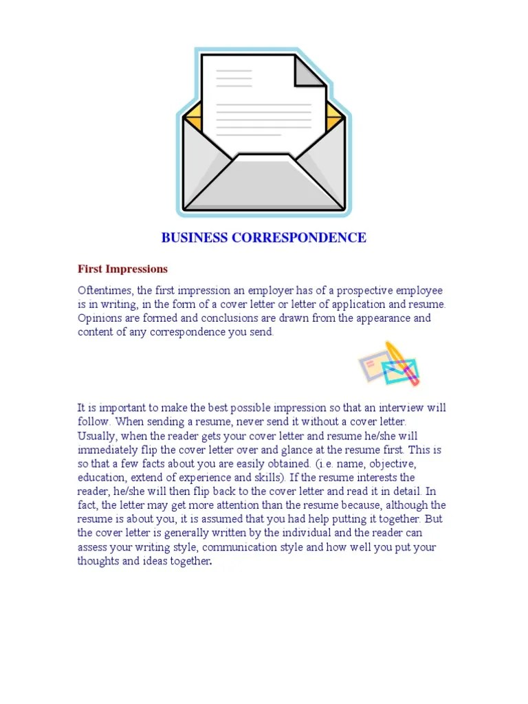Business Correspondence Résumé Mail Free 30day Trial Scribd