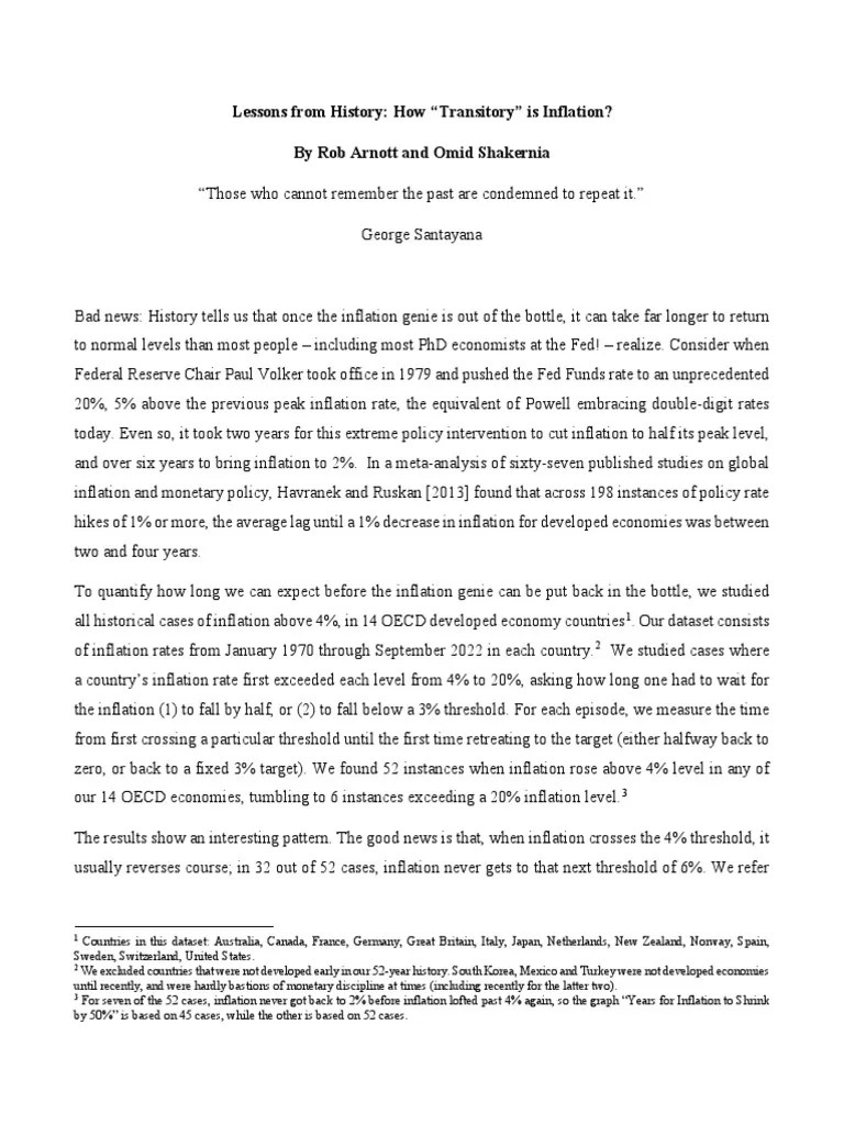 How Transitory Is Inflation? Download Free PDF Inflation Federal