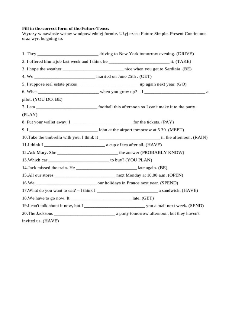 FUTURE Worksheet PDF