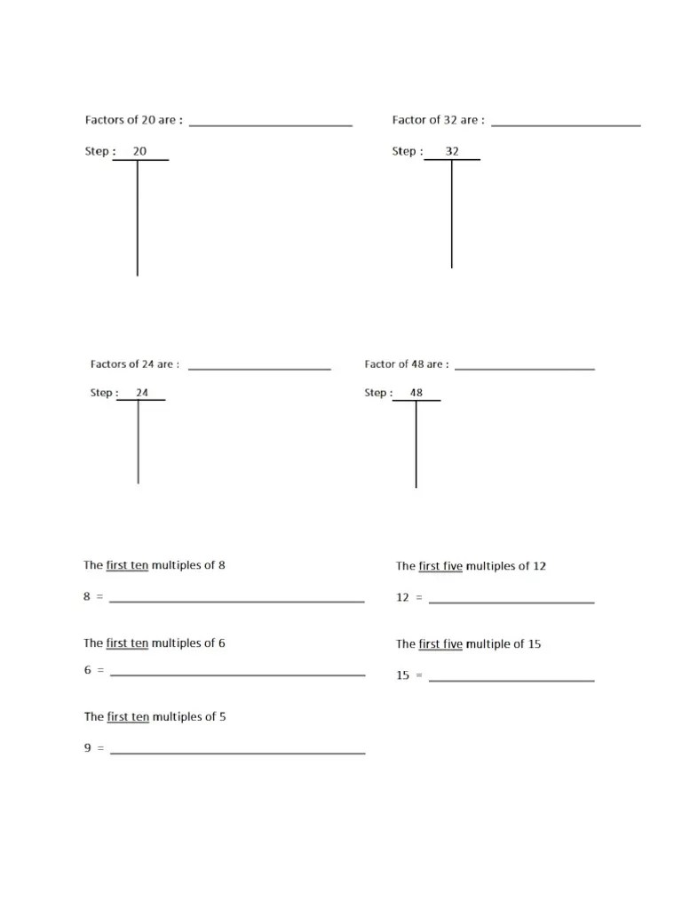 Factors and Multiples Grade 4 | PDF