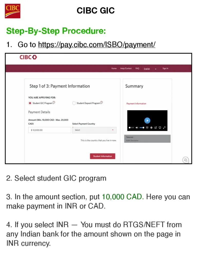 How To Make CIBC GIC For International Students CIBC GIC Process PDF Foreign Exchange