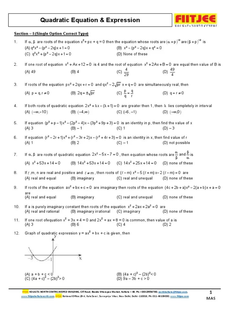 Quadratic Equation ClipMains PDF Equations Quadratic Equation