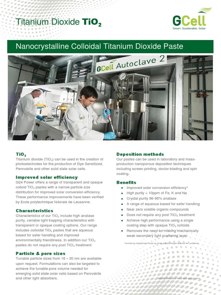 TiO2 Datasheet G24 Power MS033 Rev2 PDF Titanium Dioxide Titanium