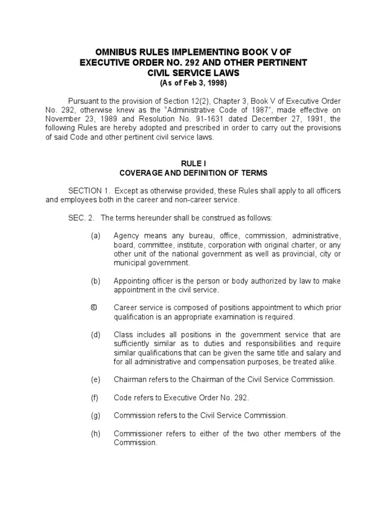 Civil Service Laws PDF Test (Assessment) Civil Service