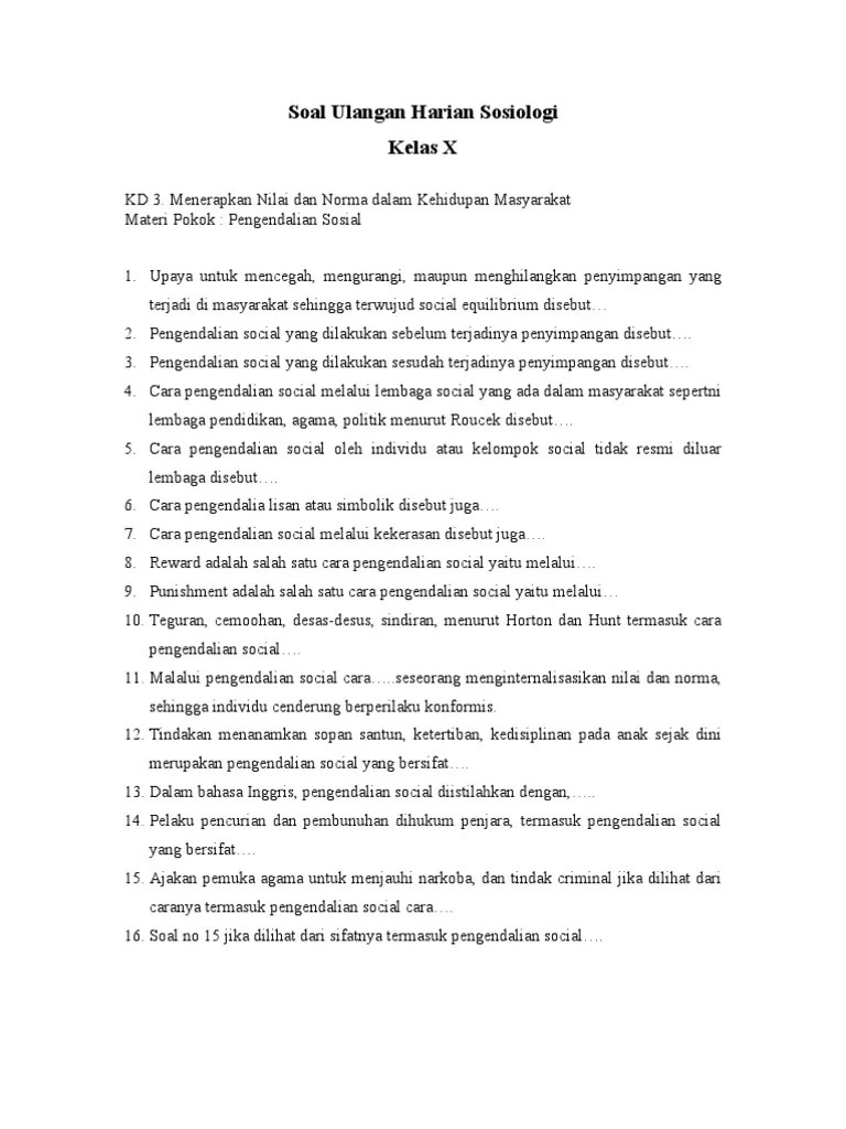 Soal Sosiologi Kelas 10 Essay – Beinyu.com