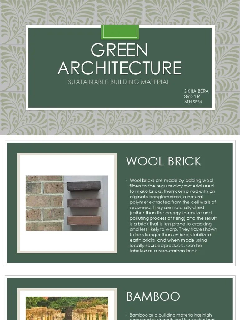 Material Green Building PDF Building Materials Architectural Design
